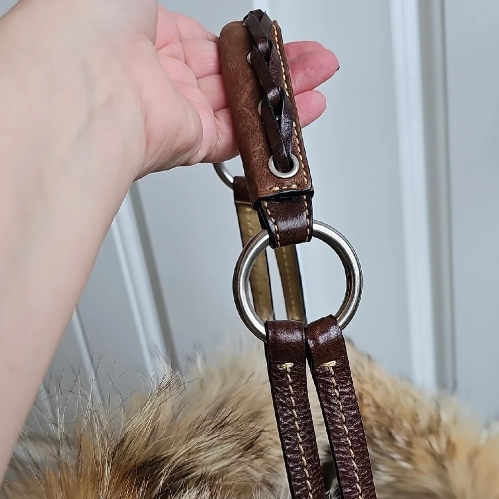 ​Coach Vintage 2004 Archival Coyote Fur Leather Lace Up Hobo 1426 EUC